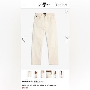 7 For All Mankind Ivory Denim Jeans Size 28